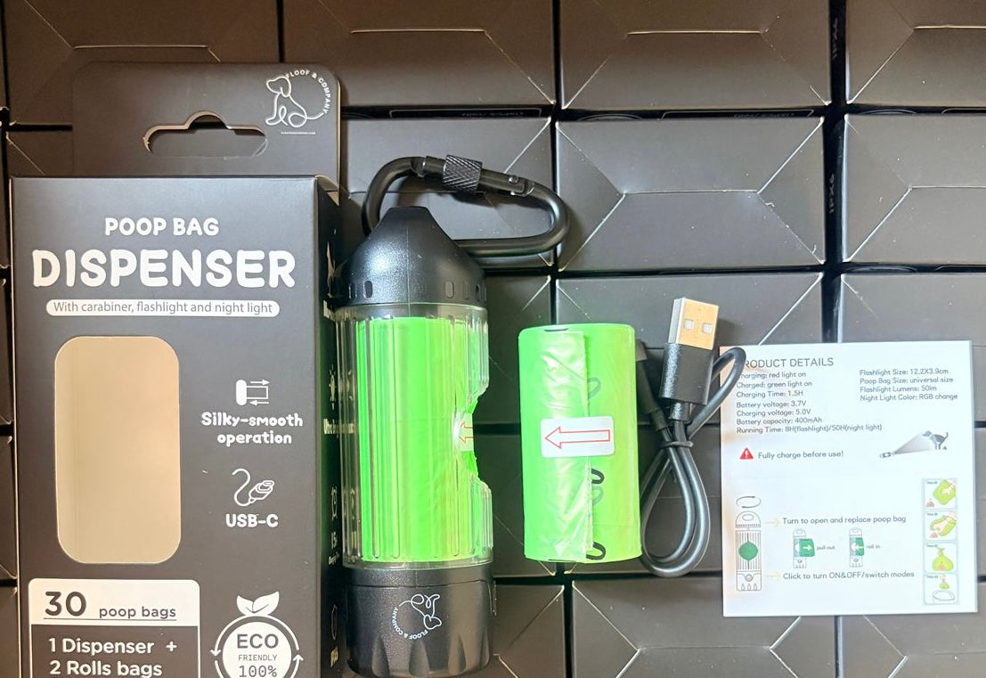 Poop Bag Dispenser with Flashlight