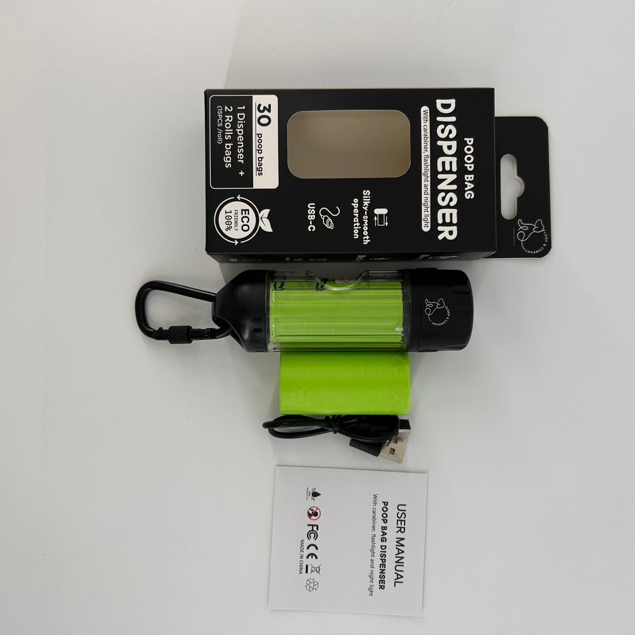 Poop Bag Dispenser with Flashlight