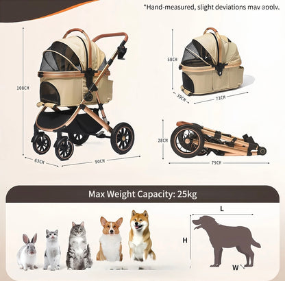 Ultra Pet Stroller  Biege & Rose Gold