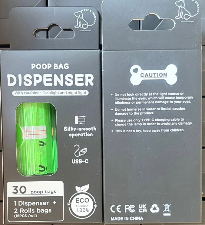 Poop Bag Dispenser with Flashlight