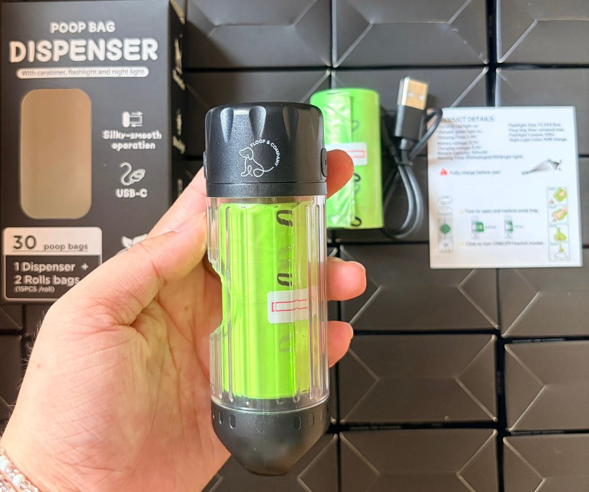 Poop Bag Dispenser with Flashlight